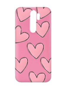 Матовий рожевий чохол на Xiaomi Redmi Note 8 Pro Сердечка рожеві (принт 78)
