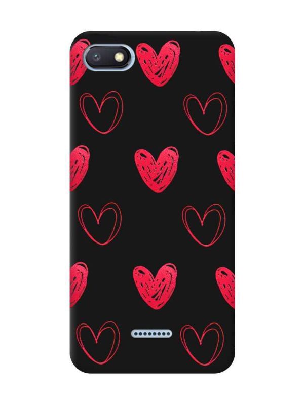 Матовий чорний чохол на Xiaomi Redmi 6A Сердечка червоні (принт 77)