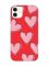 Матовий червоний чохол на Apple iPhone 11 (6.1) Сердечка рожеві (принт 78)