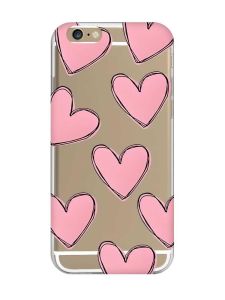 Прозорий чохол на iPhone 6/6s :: Сердечка рожеві (принт 78)