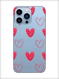 Прозорий чохол на Apple iPhone 13 Pro Max Сердечка червоні (принт 77)
