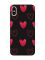 Матовий чорний чохол на iPhone XS MAX Сердечка червоні (принт 77)
