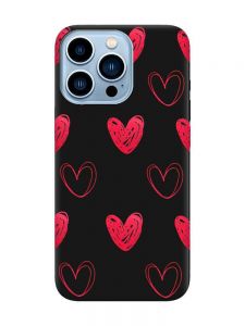 Матовий чорний чохол на Apple iPhone 13 Pro Max Сердечка червоні (принт 77)