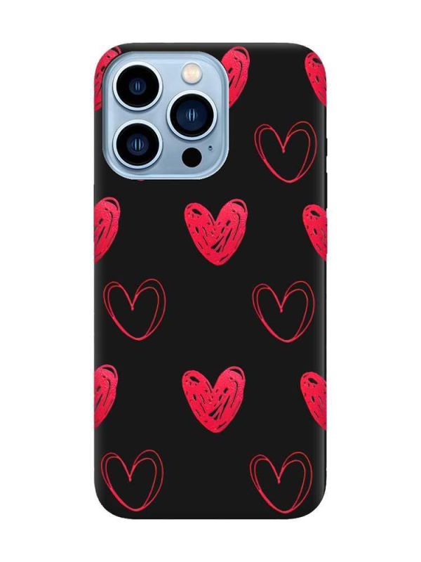 Матовий чорний чохол на Apple iPhone 13 Pro Max Сердечка червоні (принт 77)