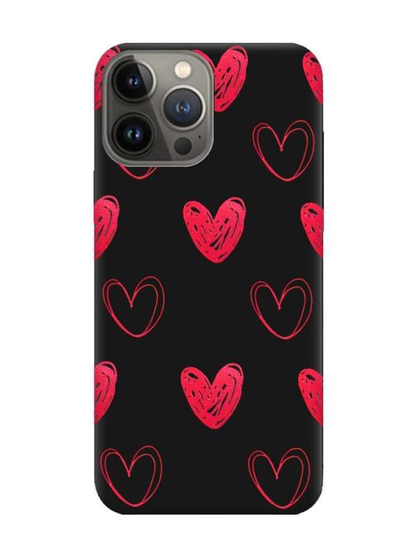 Матовий чорний чохол на Apple iPhone 13 Pro Сердечка червоні (принт 77)