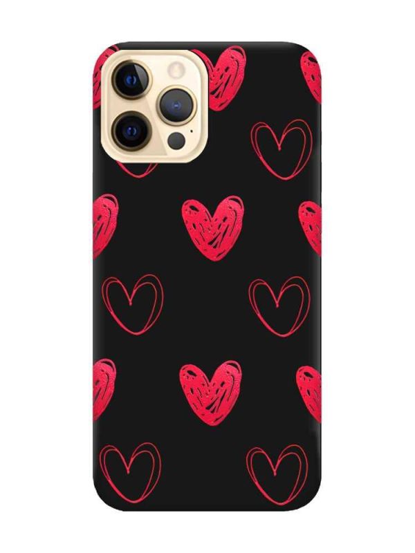 Матовий чорний чохол на Apple iPhone 12 Pro Max Сердечка червоні (принт 77)