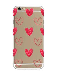 Прозорий чохол на iPhone 6/6s :: Сердечка червоні (принт 77)