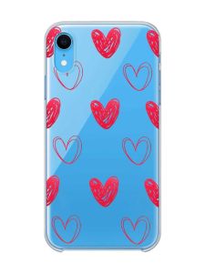 Прозорий чохол на iPhone XR Сердечка червоні (принт 77)
