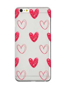 Прозорий чохол на iPhone 6+/6 Plus Сердечка червоні (принт 77)