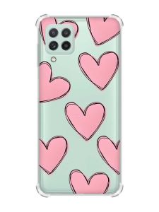 Чохол із потовщеними кутами на Samsung Galaxy A22 5G / A22s 5G Сердечка рожеві (принт 78)