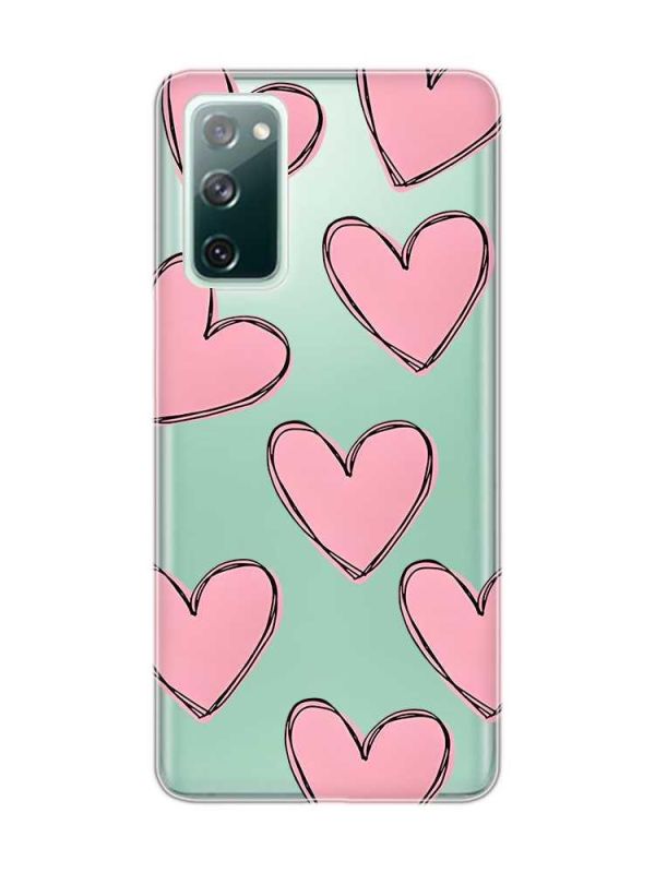 Прозорий чохол на Samsung Galaxy S20 FE Сердечка рожеві (принт 78)