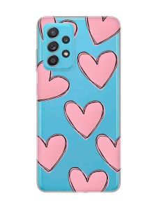 Прозорий чохол на Samsung Galaxy A52 Сердечка рожеві (принт 78)