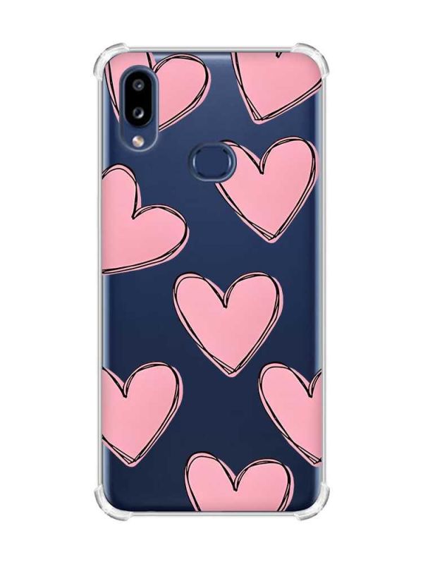 Чохол з потовщеними кутами на Samsung Galaxy A10s/A107 Сердечка рожеві (принт 78)
