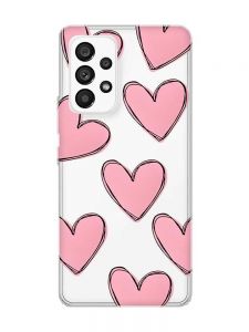 Прозорий чохол на Samsung Galaxy A53  Сердечка рожеві (принт 78)