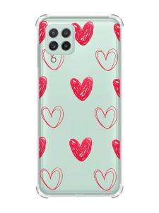 Чохол з потовщеними кутами на Samsung Galaxy A22 4G/M32/M22 Сердечка червоні (принт 77)