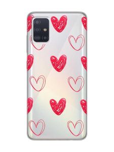 Прозорий чохол на Samsung Galaxy A71/A715  Сердечка червоні (принт 77)