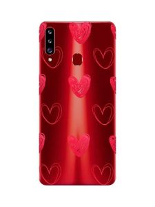 Прозорий чохол на Samsung Galaxy A20ѕ Сердечка червоні (принт 77)