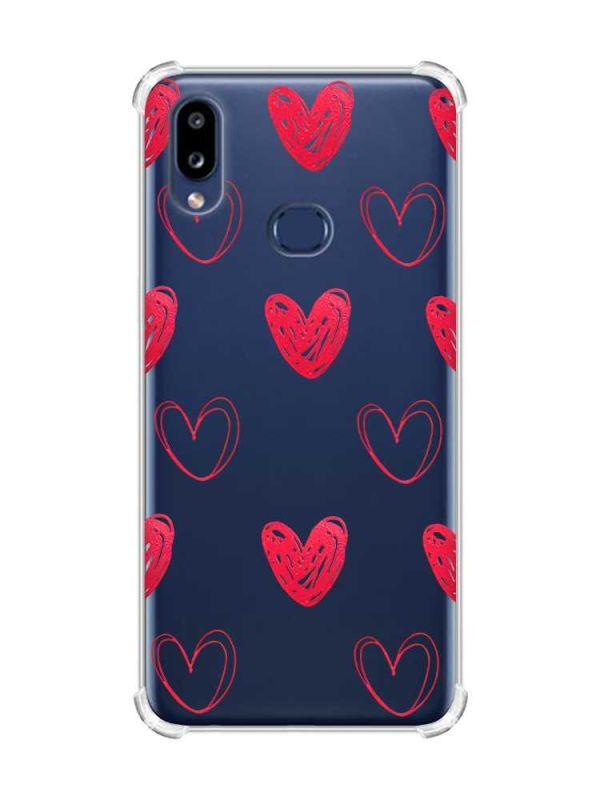 Чохол з потовщеними кутами на Samsung Galaxy A10s/A107 Сердечка червоні (принт 77)