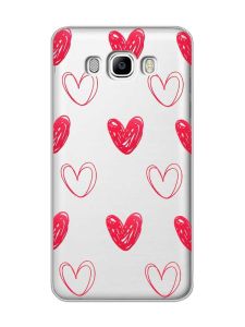 Прозорий чохол на SAMSUNG Galaxy J7(2016) J710 Сердечка червоні (принт 77)