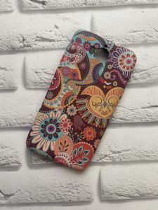 Силіконовий матовий чохол з принтом для Huawei Y5 2017 Квітковий візерунок. Коричневий