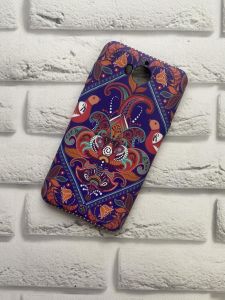 Силіконовий матовий чохол з принтом для Huawei Y5 2017 Оранжева квітка на фіолетовому