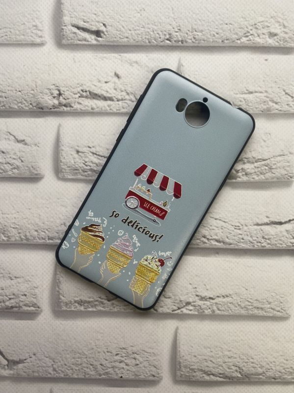 Силіконовий матовий чохол з принтом для Huawei Y5 2017 Фургончик з морозивом