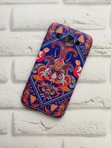 Силіконовий матовий чохол з принтом для Huawei Y3 2017 Оранжева квітка на фіолетовому