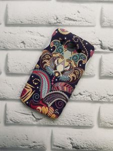 Силіконовий матовий чохол з принтом для Huawei Y3 2017 Зелена квітка на фіолетовому