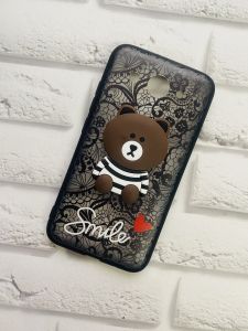 Силіконовий чохол для Huawei Y3 2017 Мереживо. Ведмедик чорний