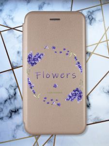 Чохол-книжка з малюнком для Samsung Galaxy A52 Золотий; Лавандовий віночок (принт 19)