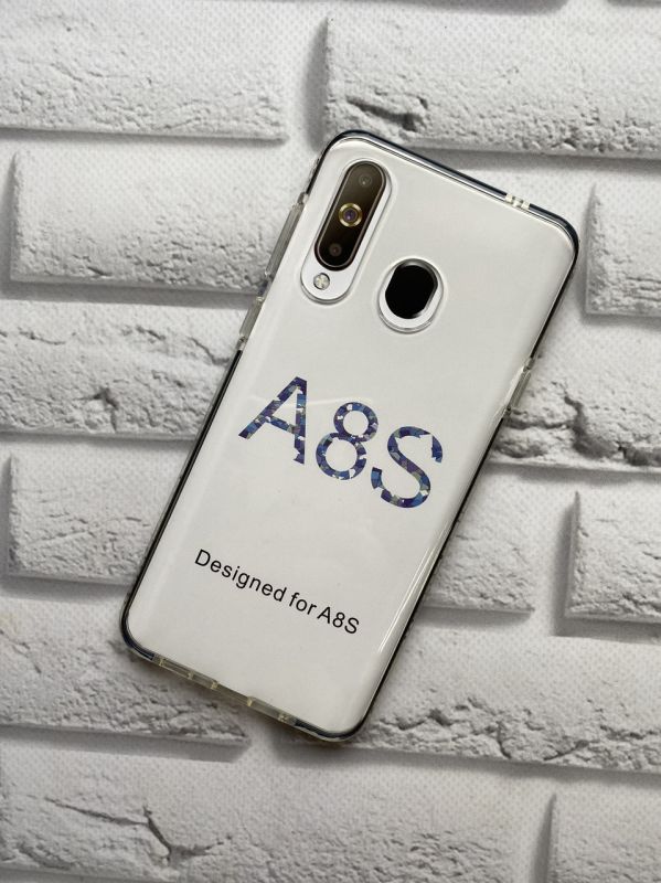 Силіконовий прозорий чохол із бампером для Samsung A8s Чорний