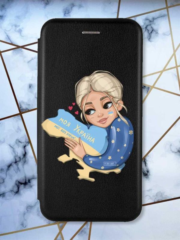 Чохол-книжка з малюнком для Samsung Galaxy A30 (2019) A305/A20 Чорний; Моя Україна (патріотичний принт 24)