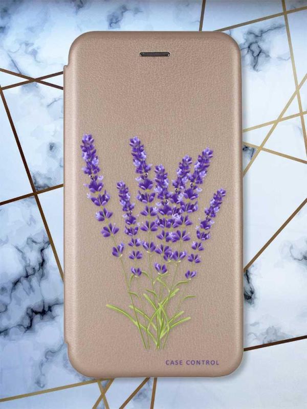 Чохол-книжка з малюнком для Samsung Galaxy A52 Золотий; Лаванда (принт 28)