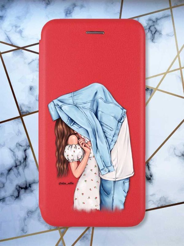 Чохол-книжка з малюнком для Xiaomi Redmi Note 8 Pro Червоний; Поцілунок (принт 33)