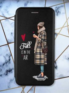 Чохол-книжка з малюнком для Samsung Galaxy A32 Чорний; Дівчина з кавою (принт 59)