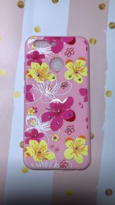 Силіконовий чохол з малюнком та камінням для Huawei Nova 2 Рожеві і жовті квіти