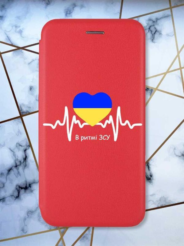 Чохол-книжка з малюнком для Samsung Galaxy A03s Червоний; В ритмі ЗСУ (патріотичний принт 71)