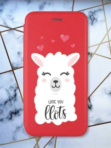 Чохол-книжка з малюнком для Xiaomi Redmi 8A Червоний; Лама (принт 94)