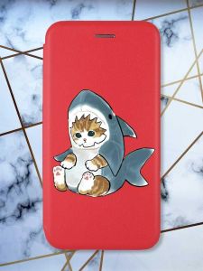 Чохол-книжка з малюнком для Samsung Galaxy A03 (A035) Червоний; Кошеня (принт 120)