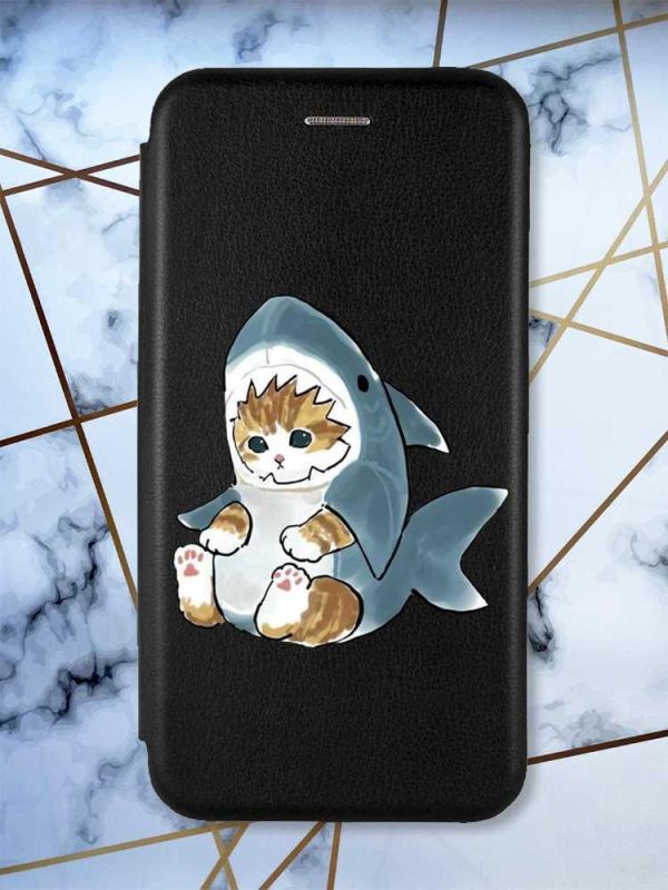 Чохол-книжка з малюнком для Samsung Galaxy A50 (2019) A505/A30s Чорний; Кошеня (принт 120)