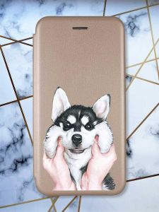 Чохол-книжка з малюнком для Samsung Galaxy A52 Золотий; Мордочка (принт 121)