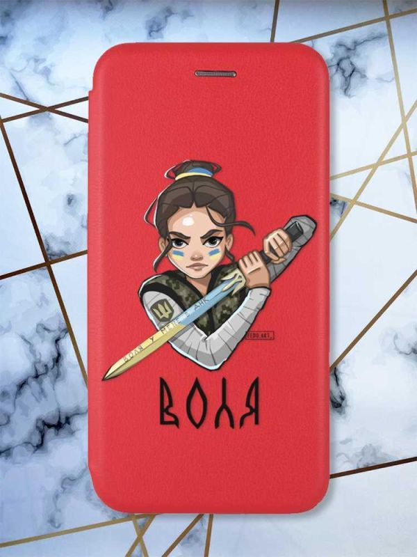 Чохол-книжка з малюнком для Samsung Galaxy A03s Червоний; Українська захисниця (принт 169)