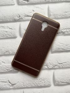 Силіконовий чохол тисненням та золотим обідком для Meizu M3 Note Коричневий