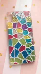 Силіконовий чохол з плаваючими блискітками для iPhone XS MAX Вітражі