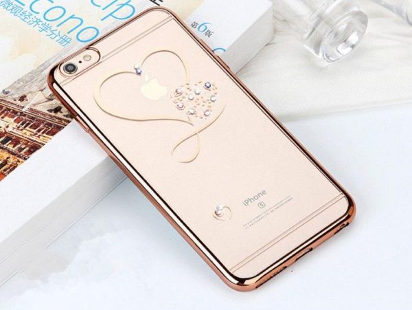 Силіконовий чохол із золотим обідком та малюнком для iPhone 6 Plus Серце