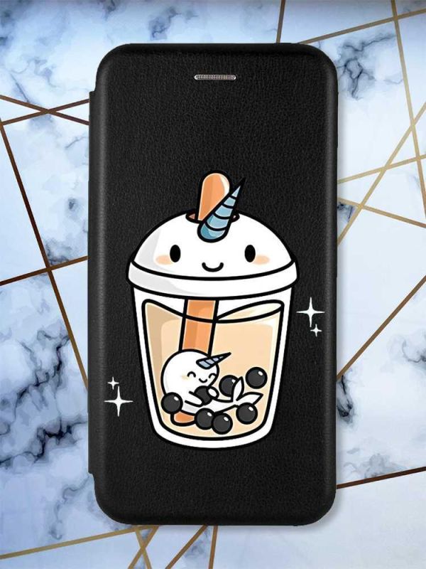 Чохол-книжка з малюнком для Samsung Galaxy M52 (2021) M526 Чорний; Коктейль Єдиноріг (принт 96)