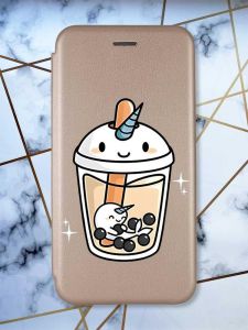 Чохол-книжка з малюнком для Xiaomi Redmi Note 8 Pro Золотий; Коктейль Єдиноріг (принт 96)