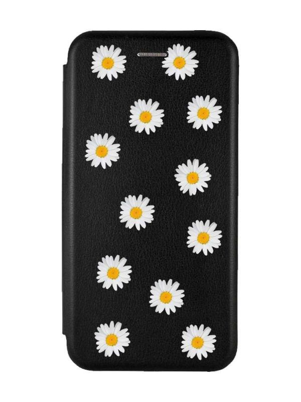 Чохол-книжка з малюнком для Samsung Galaxy A02/A022 (2021) Чорний; Фон ромашки (принт 41)