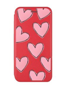 Чохол-книжка з малюнком для Xiaomi Redmi 8A Червоний; Сердечка рожеві (принт 78)