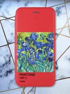 Чохол-книжка з малюнком для Samsung Galaxy A03 (A035) Червоний; Іриси (принт 75)